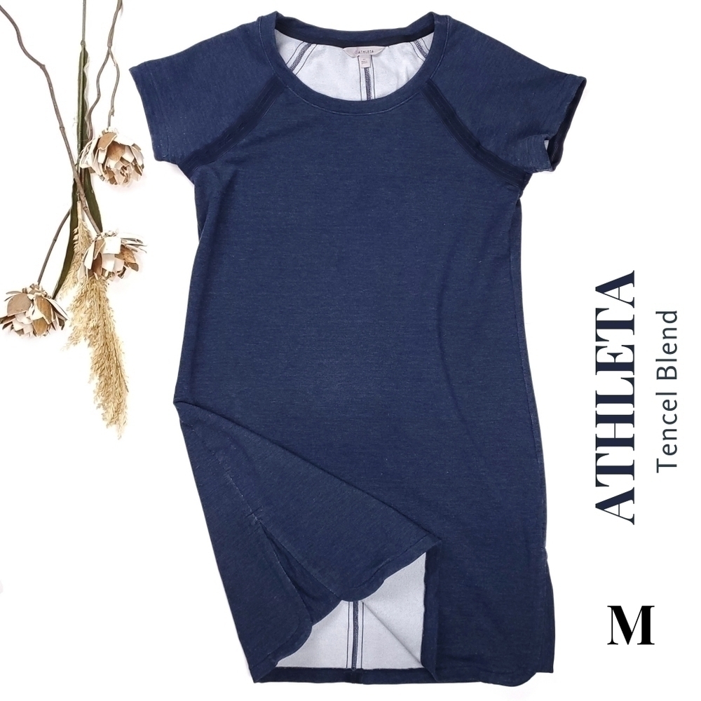 ATHLETA Thick Tencel Blue Blend Yoga Tunic Dress Sz M
